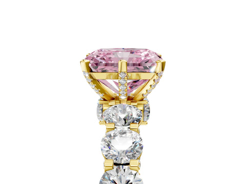 Yellow gold Round Diamond Side Stone Engagement Ring with Six-Prong Setting_5