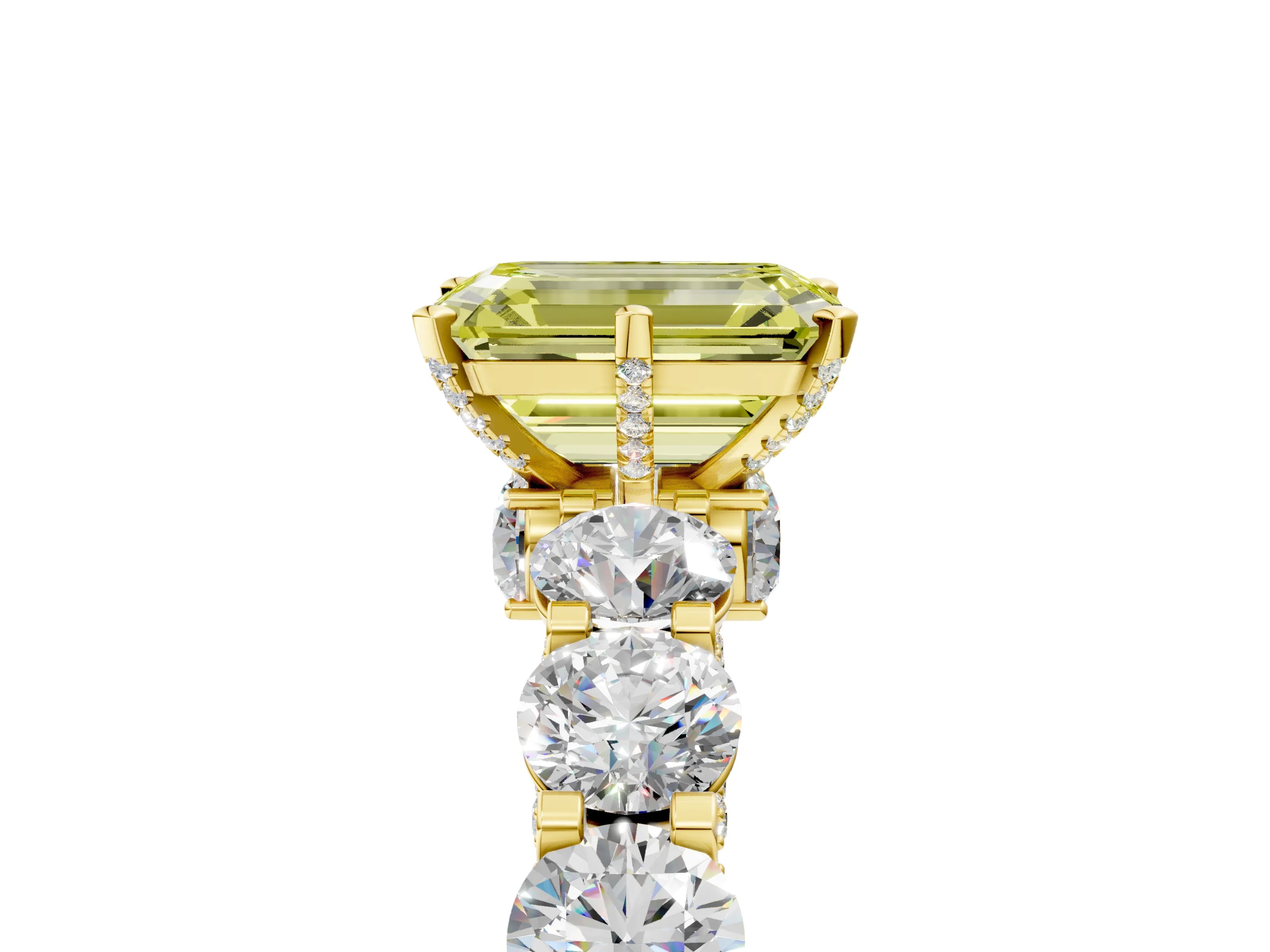 Yellow gold Round Diamond Side Stone Engagement Ring with Six-Prong Setting_5