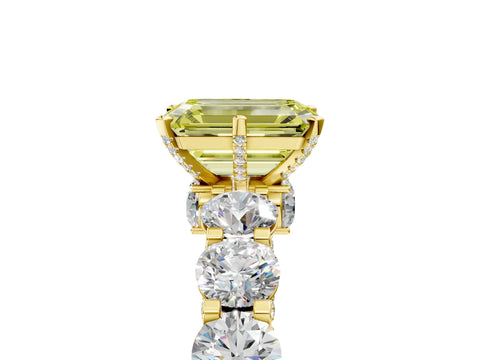 Yellow gold Round Diamond Side Stone Engagement Ring with Six-Prong Setting_5