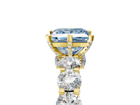 Yellow gold Round Diamond Side Stone Engagement Ring with Six-Prong Setting_5