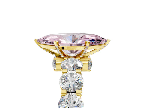Yellow gold Round Diamond Side Stone Engagement Ring with Six-Prong Setting_5