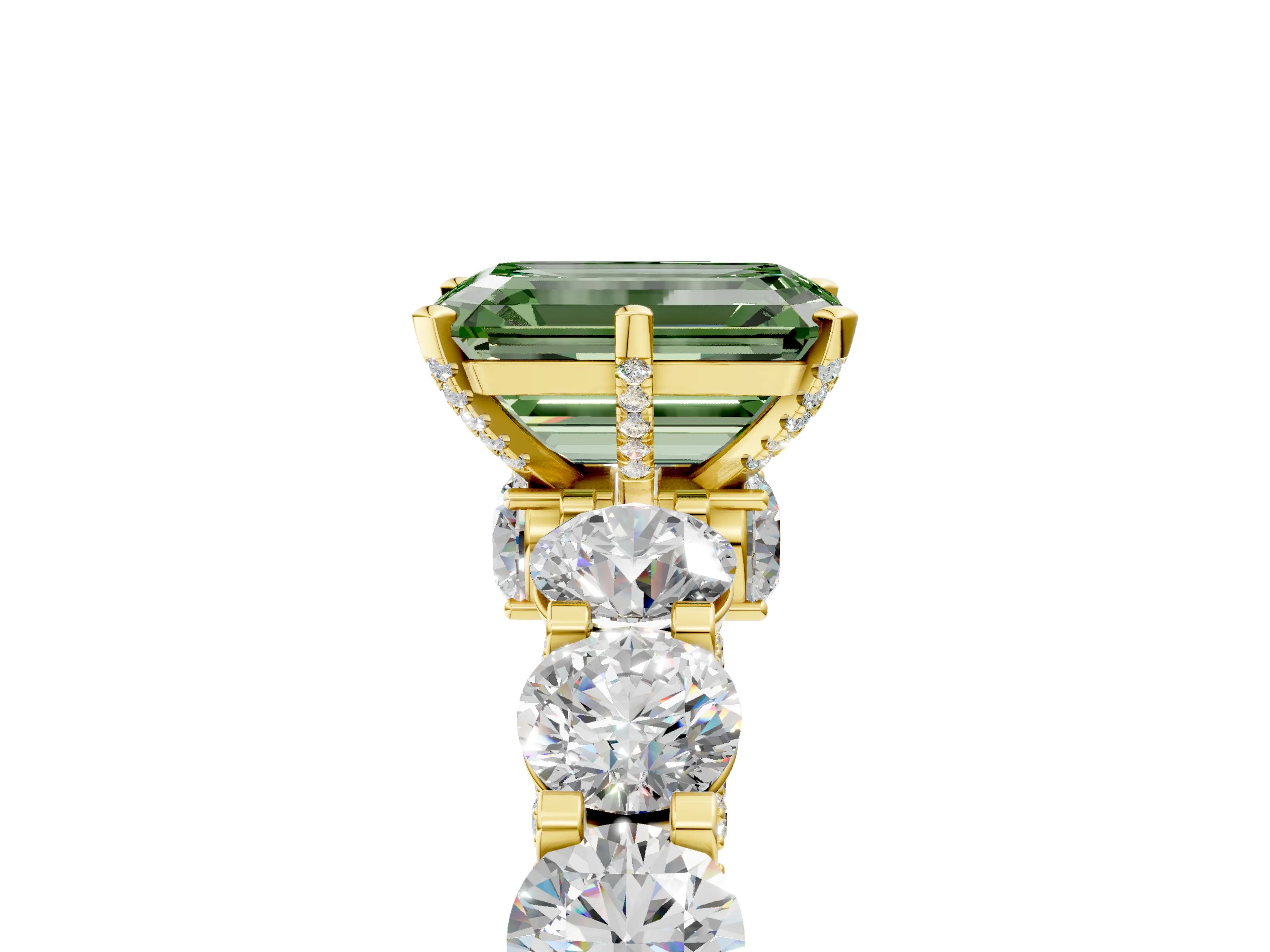 Yellow gold Round Diamond Side Stone Engagement Ring with Six-Prong Setting_5