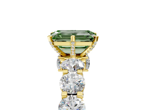 Yellow gold Round Diamond Side Stone Engagement Ring with Six-Prong Setting_5