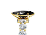 Yellow gold Round Diamond Side Stone Engagement Ring with Six-Prong Setting_5