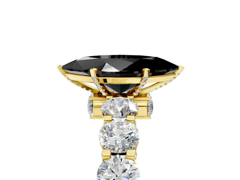 Yellow gold Round Diamond Side Stone Engagement Ring with Six-Prong Setting_5