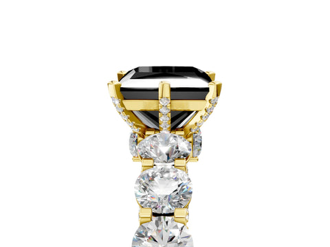 Yellow gold Round Diamond Side Stone Engagement Ring with Six-Prong Setting_5