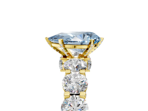 Yellow gold Round Diamond Side Stone Engagement Ring with Six-Prong Setting_5