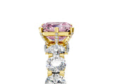 Yellow gold Round Diamond Side Stone Engagement Ring with Six-Prong Setting_5
