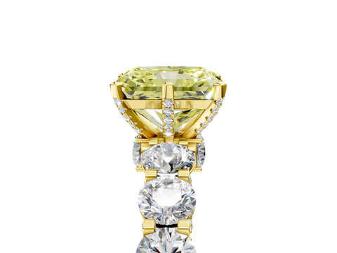 Yellow gold Round Diamond Side Stone Engagement Ring with Six-Prong Setting_5