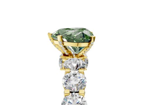 Yellow gold Round Diamond Side Stone Engagement Ring with Six-Prong Setting_5