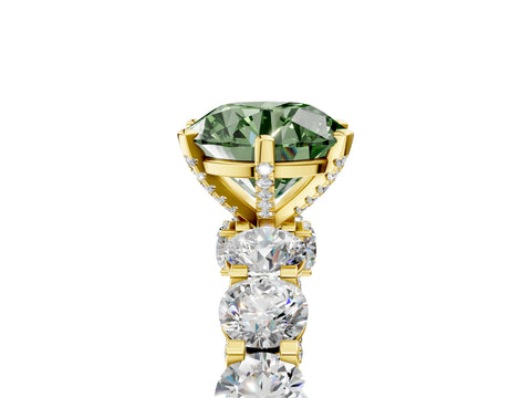 Yellow gold Round Diamond Side Stone Engagement Ring with Six-Prong Setting_5