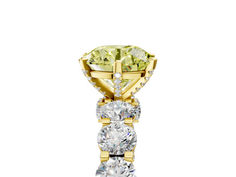 Yellow gold Round Diamond Side Stone Engagement Ring with Six-Prong Setting_5