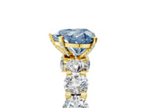 Yellow gold Round Diamond Side Stone Engagement Ring with Six-Prong Setting_5