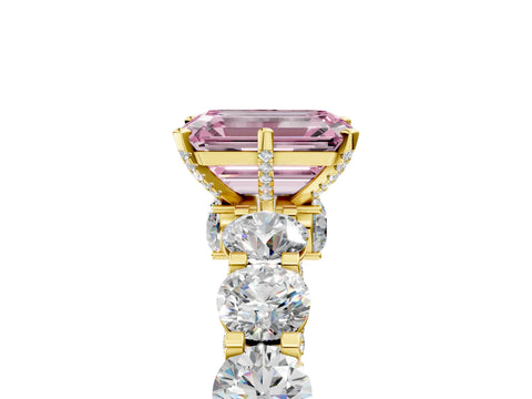 Yellow gold Round Diamond Side Stone Engagement Ring with Six-Prong Setting_5