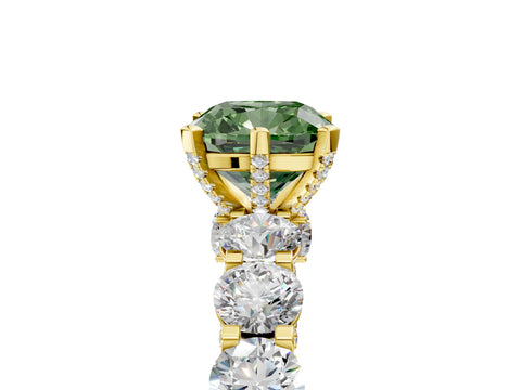 Yellow gold Round Diamond Side Stone Engagement Ring with Six-Prong Setting_5