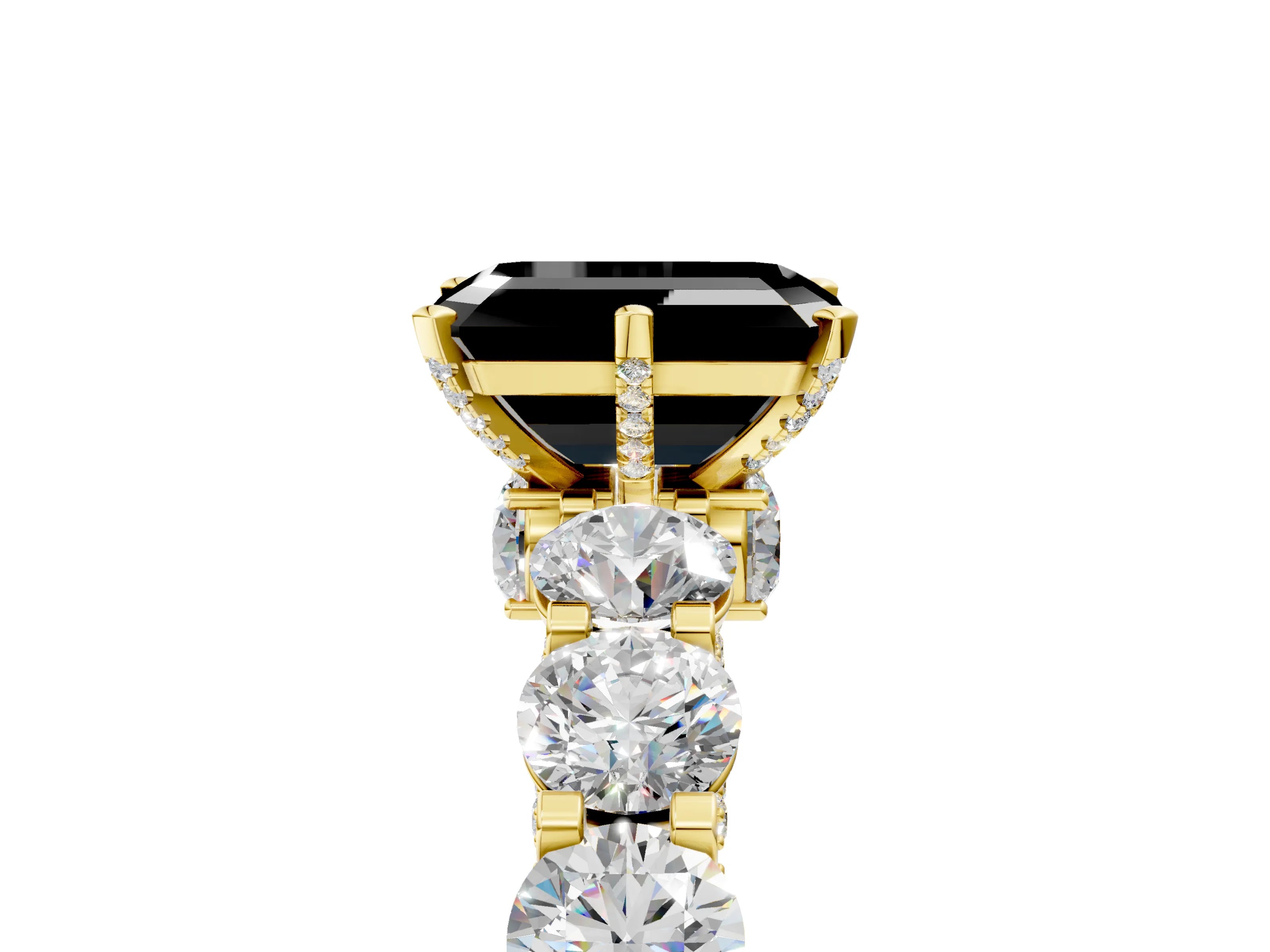 Yellow gold Round Diamond Side Stone Engagement Ring with Six-Prong Setting_5