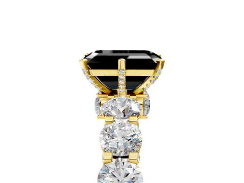 Yellow gold Round Diamond Side Stone Engagement Ring with Six-Prong Setting_5