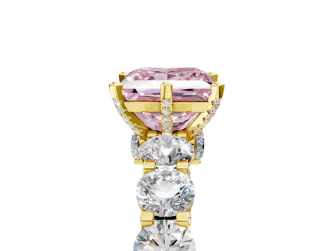 Yellow gold Round Diamond Side Stone Engagement Ring with Six-Prong Setting_5