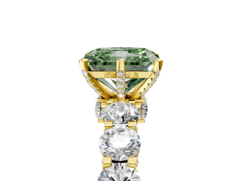 Yellow gold Round Diamond Side Stone Engagement Ring with Six-Prong Setting_5