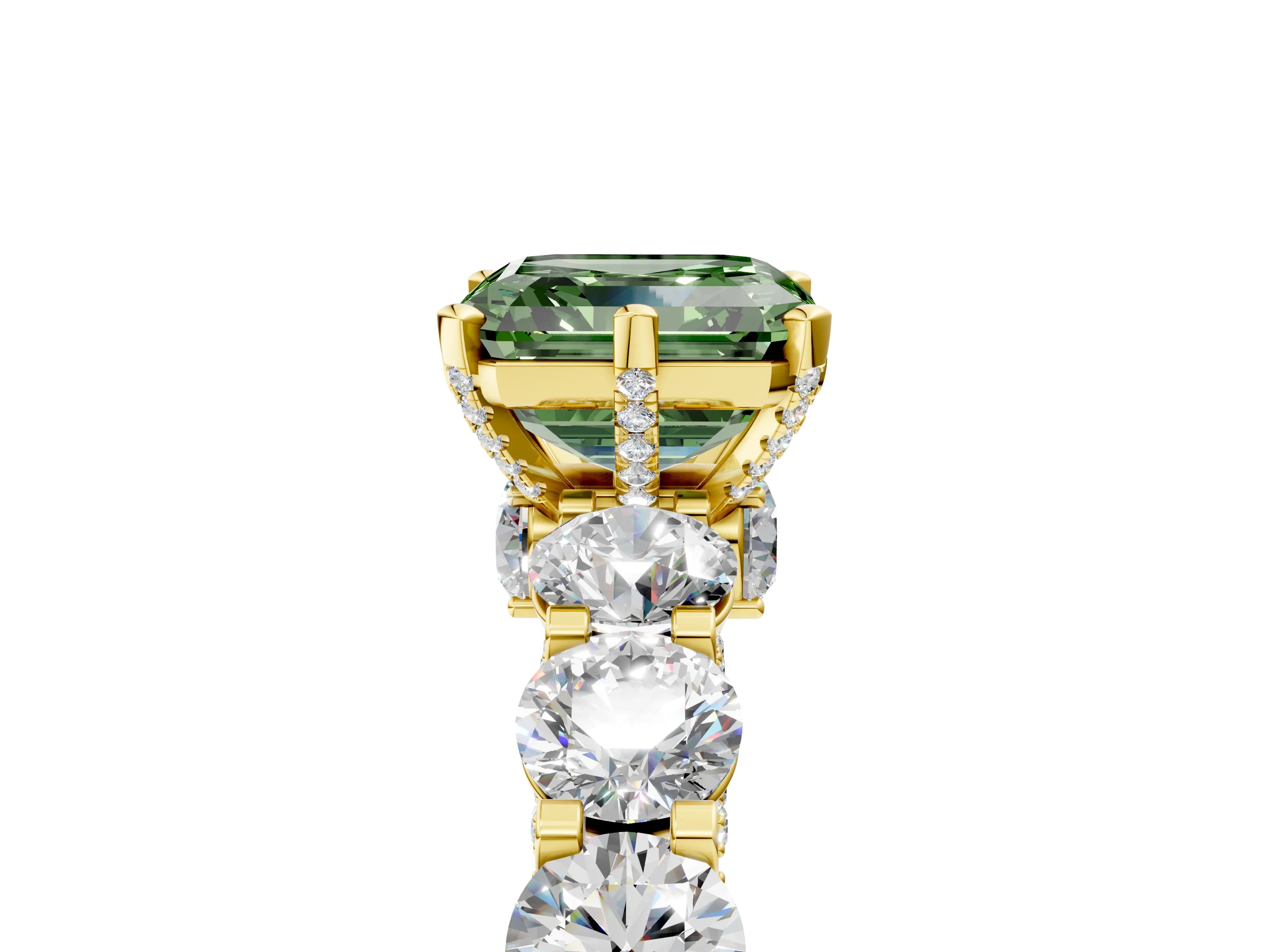 Yellow gold Round Diamond Side Stone Engagement Ring with Six-Prong Setting_5