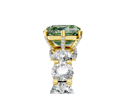 Yellow gold Round Diamond Side Stone Engagement Ring with Six-Prong Setting_5
