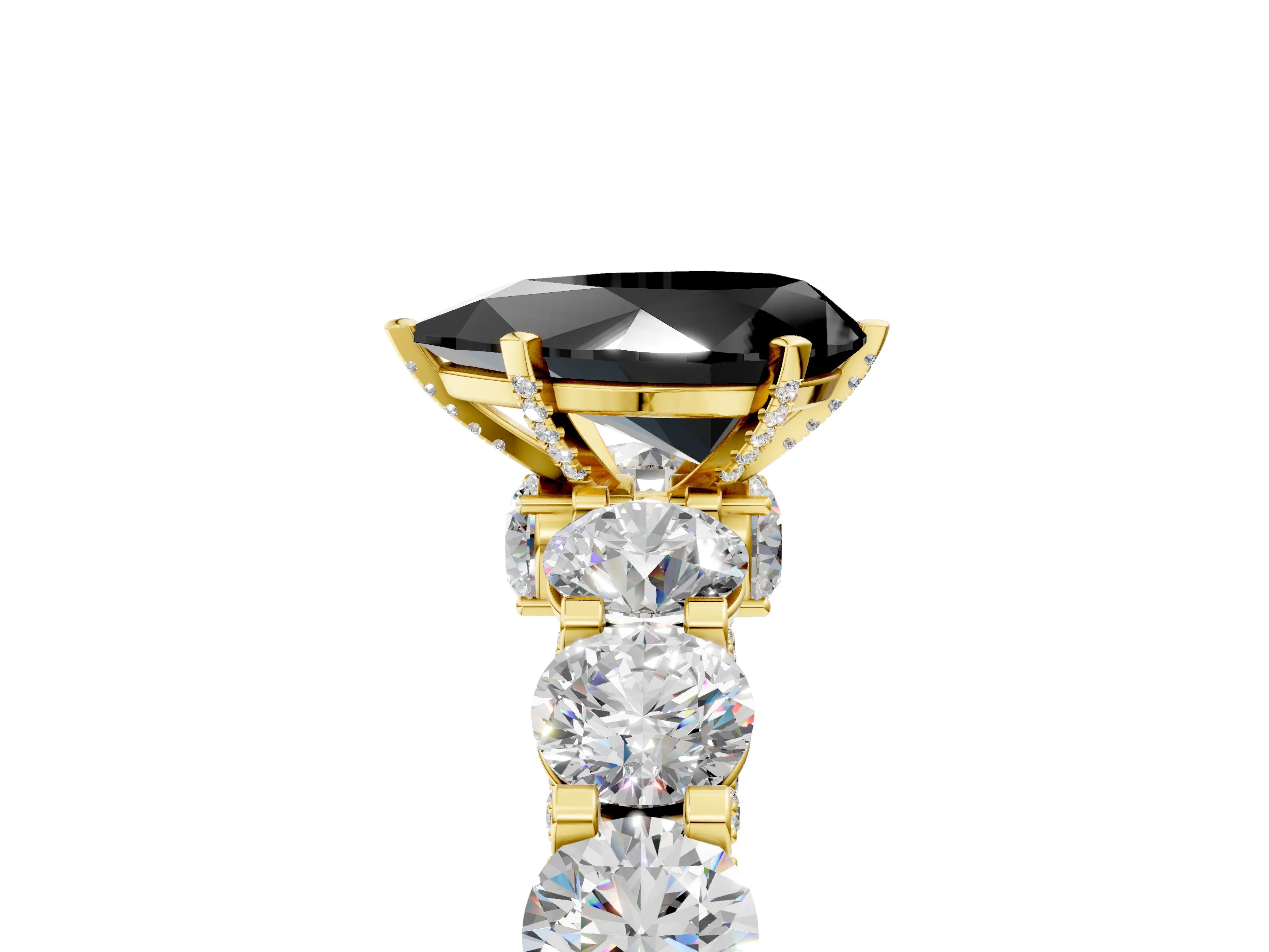Yellow gold Round Diamond Side Stone Engagement Ring with Six-Prong Setting_5