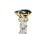 Yellow gold Round Diamond Side Stone Engagement Ring with Six-Prong Setting_5