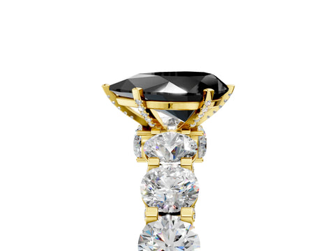 Yellow gold Round Diamond Side Stone Engagement Ring with Six-Prong Setting_5