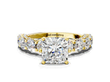 Yellow gold Round Diamond Side Stone Engagement Ring with Six-Prong Setting_6