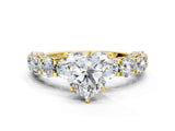 Yellow gold Round Diamond Side Stone Engagement Ring with Six-Prong Setting_6