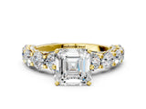 Yellow gold Round Diamond Side Stone Engagement Ring with Six-Prong Setting_6