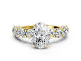 Yellow gold Round Diamond Side Stone Engagement Ring with Six-Prong Setting_6