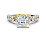 Yellow gold Round Diamond Side Stone Engagement Ring with Six-Prong Setting_6