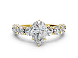 Yellow gold Round Diamond Side Stone Engagement Ring with Six-Prong Setting_6
