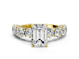 Yellow gold Round Diamond Side Stone Engagement Ring with Six-Prong Setting_6