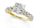 Yellow gold Round Diamond Side Stone Engagement Ring with Six-Prong Setting_7
