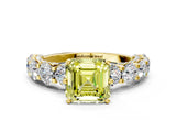 Yellow gold Round Diamond Side Stone Engagement Ring with Six-Prong Setting_7