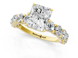 Yellow gold Round Diamond Side Stone Engagement Ring with Six-Prong Setting_7