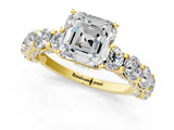 Yellow gold Round Diamond Side Stone Engagement Ring with Six-Prong Setting_7