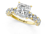 Yellow gold Round Diamond Side Stone Engagement Ring with Six-Prong Setting_7