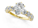 Yellow gold Round Diamond Side Stone Engagement Ring with Six-Prong Setting_7