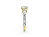 Yellow gold Round Diamond Side Stone Engagement Ring with Six-Prong Setting_8