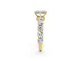 Yellow gold Round Diamond Side Stone Engagement Ring with Six-Prong Setting_8