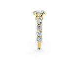 Yellow gold Round Diamond Side Stone Engagement Ring with Six-Prong Setting_8