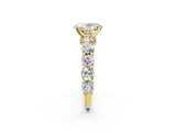Yellow gold Round Diamond Side Stone Engagement Ring with Six-Prong Setting_8