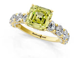 Yellow gold Round Diamond Side Stone Engagement Ring with Six-Prong Setting_8