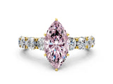 Yellow gold Round Diamond Side Stone Engagement Ring with Six-Prong Setting