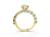 Yellow gold Round Diamond Side Stone Engagement Ring with Six-Prong Setting_9