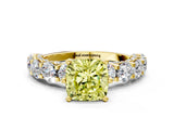 Yellow gold Round Diamond Side Stone Engagement Ring with Six-Prong Setting