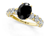 Yellow gold Round Diamond Side Stone Engagement Ring with Six-Prong Setting_9